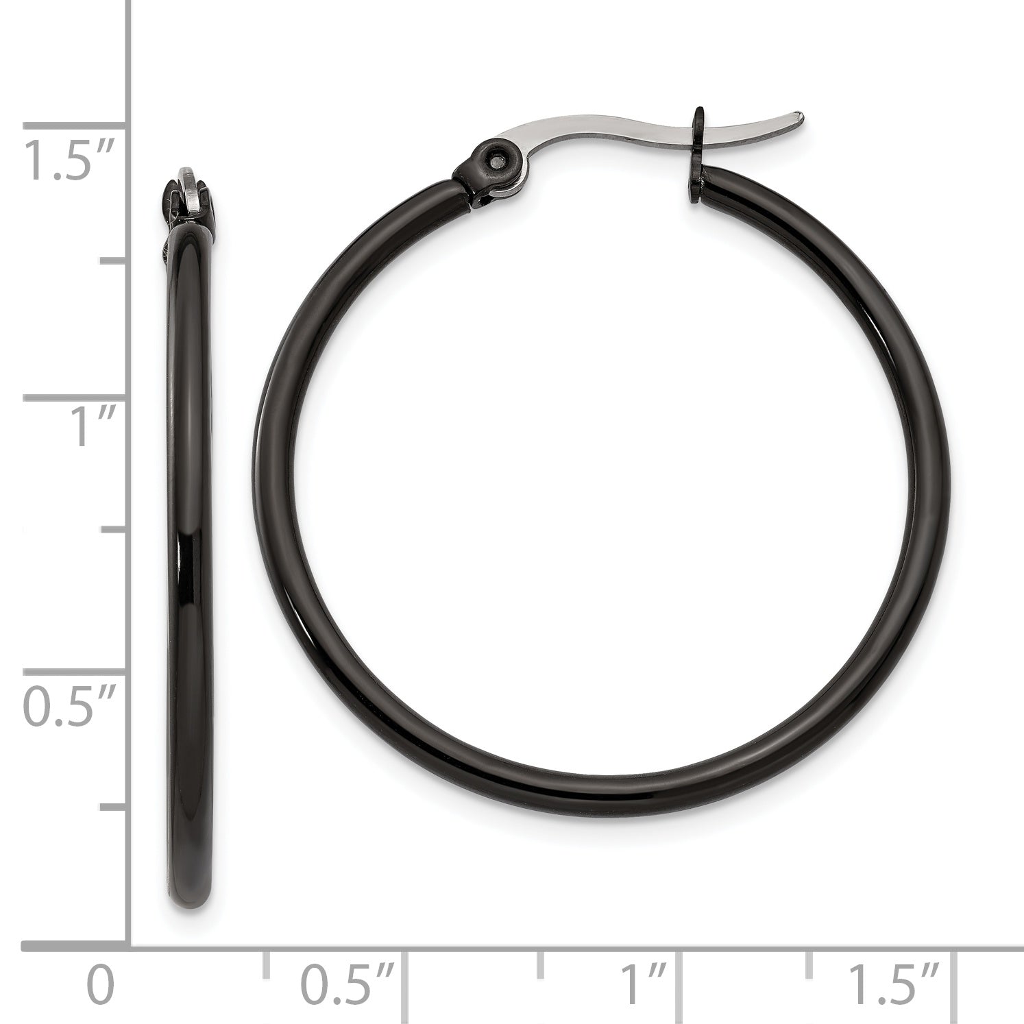 Sophia Jewelers Black IP-Plated Stainless Steel Hoop Earrings Gift Ready