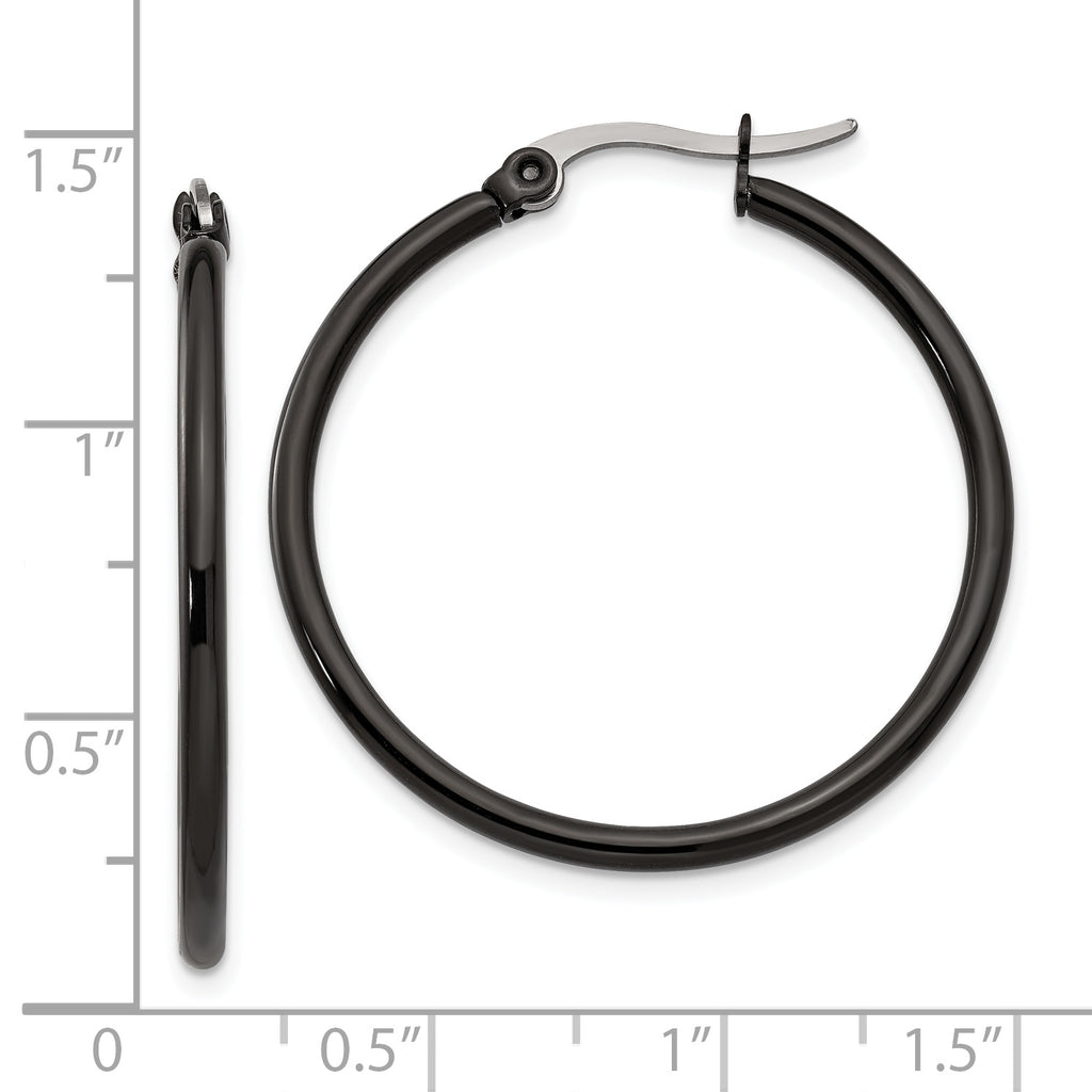 Sophia Jewelers Black IP-Plated Stainless Steel Hoop Earrings Gift Ready