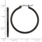 Sophia Jewelers Black IP-Plated Stainless Steel Hoop Earrings Gift Ready