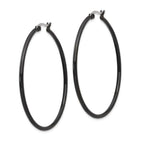 Chisel Women's Stainless Steel Hoop Earrings with Polished Black Finish