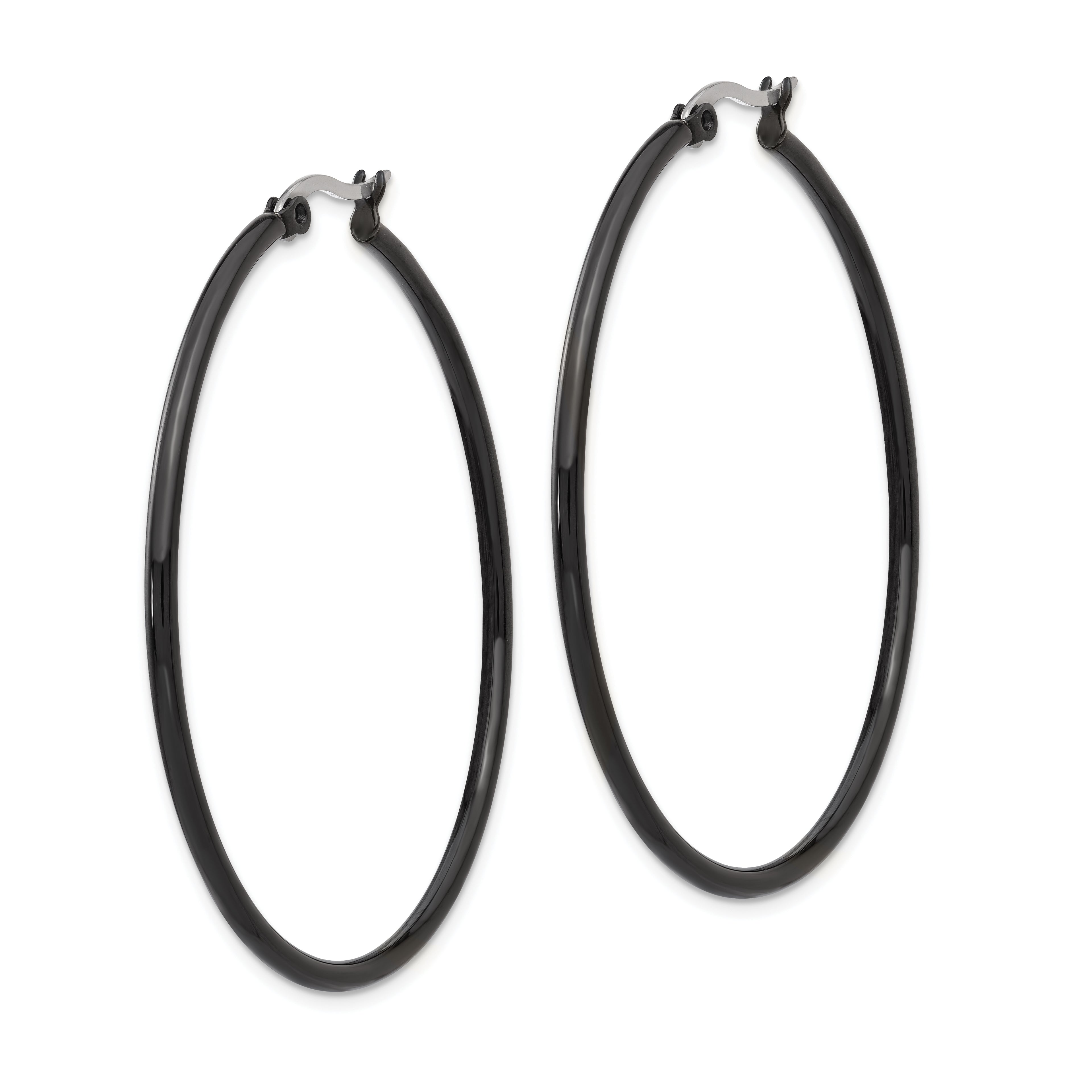 Chisel Women's Stainless Steel Hoop Earrings with Polished Black Finish