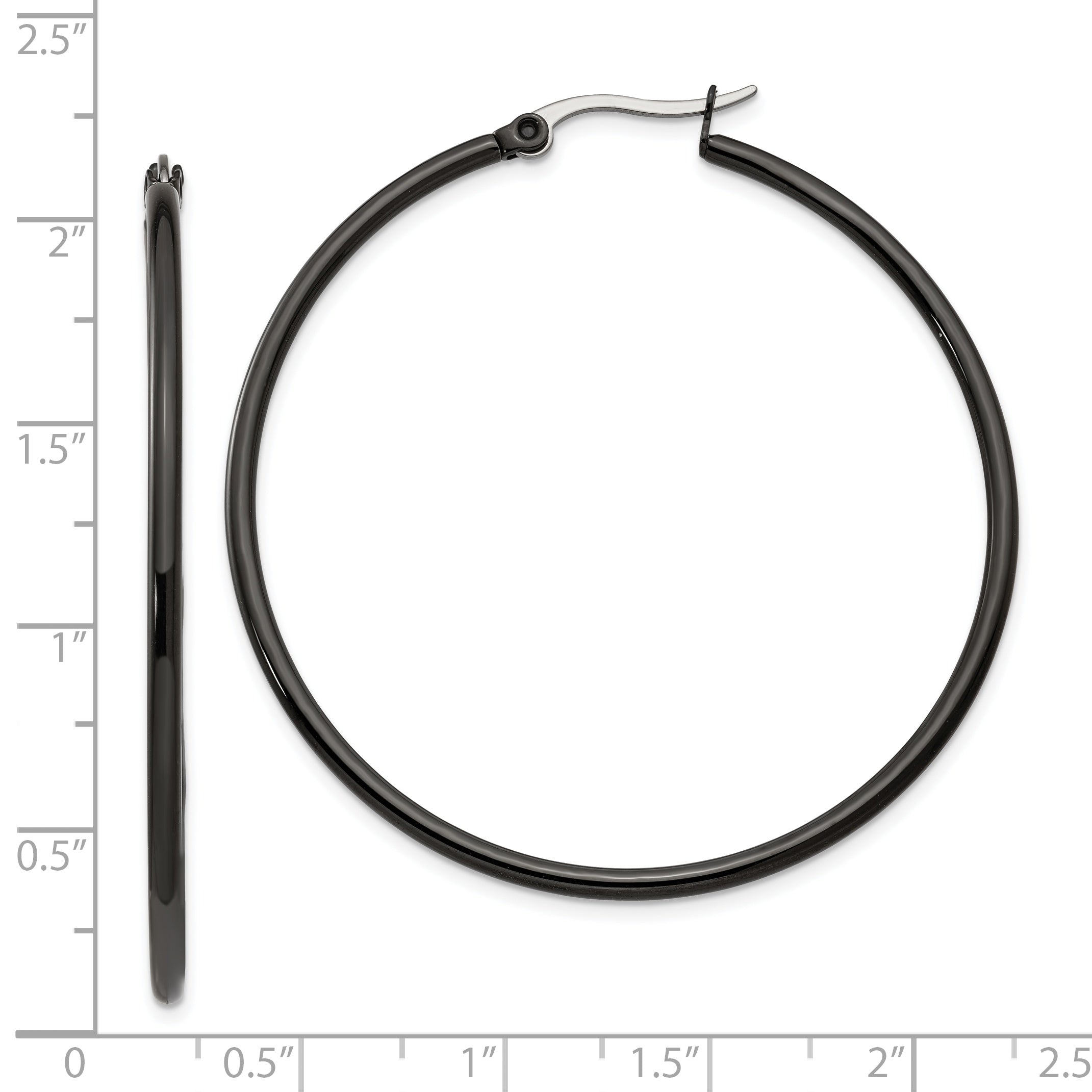 Chisel Women's Stainless Steel Hoop Earrings with Polished Black Finish