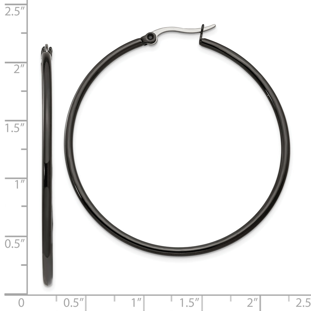 Chisel Women's Stainless Steel Hoop Earrings with Polished Black Finish