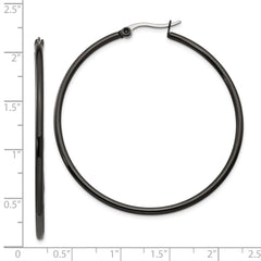 Chisel Women's Stainless Steel Hoop Earrings with Polished Black Finish