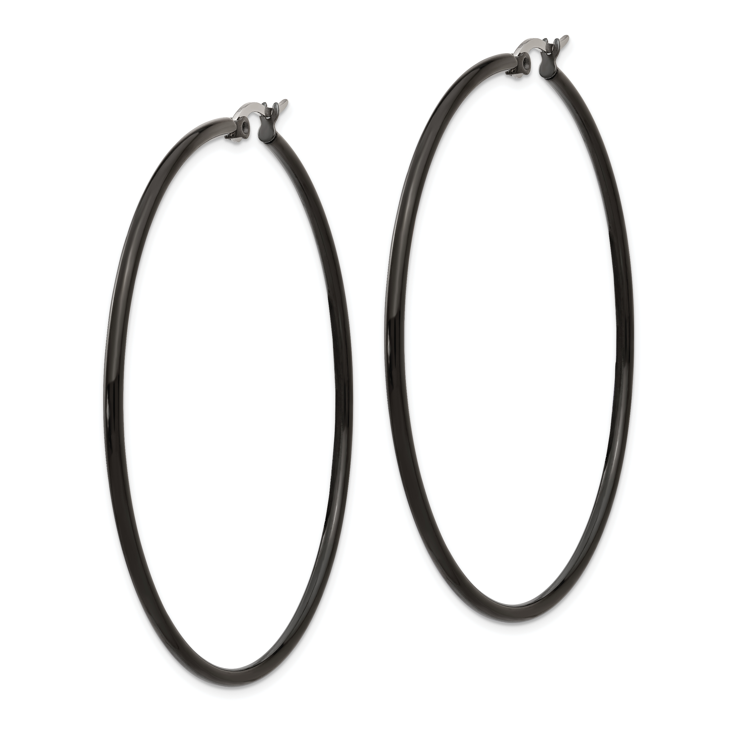 Black IP-Plated Hoop Earrings in Stainless Steel, 60mm