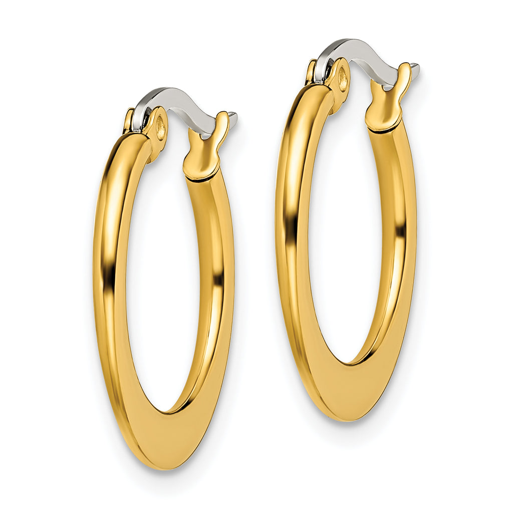 Tapered Hoop Earrings in Gold-Tone Stainless Steel, 19mm