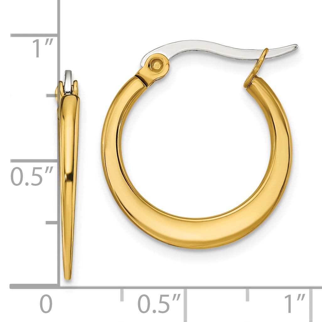 Tapered Hoop Earrings in Gold-Tone Stainless Steel, 19mm