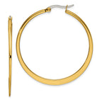 Chisel Stainless Steel Polished Yellow IP-plated Tapered 43mm Diameter Hoop Earrings