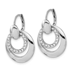 Sophia Jewelers Polished Stainless Steel CZ Circle Leverback Earrings