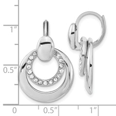 Sophia Jewelers Polished Stainless Steel CZ Circle Leverback Earrings