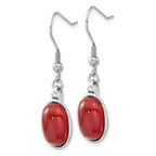 Sophia Jewelers Polished Stainless Steel Red Agate Dangle Earrings
