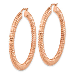 Sophia Jewelers Stainless Steel Rose IP-Plated Textured Hoop Earrings Gift Ready