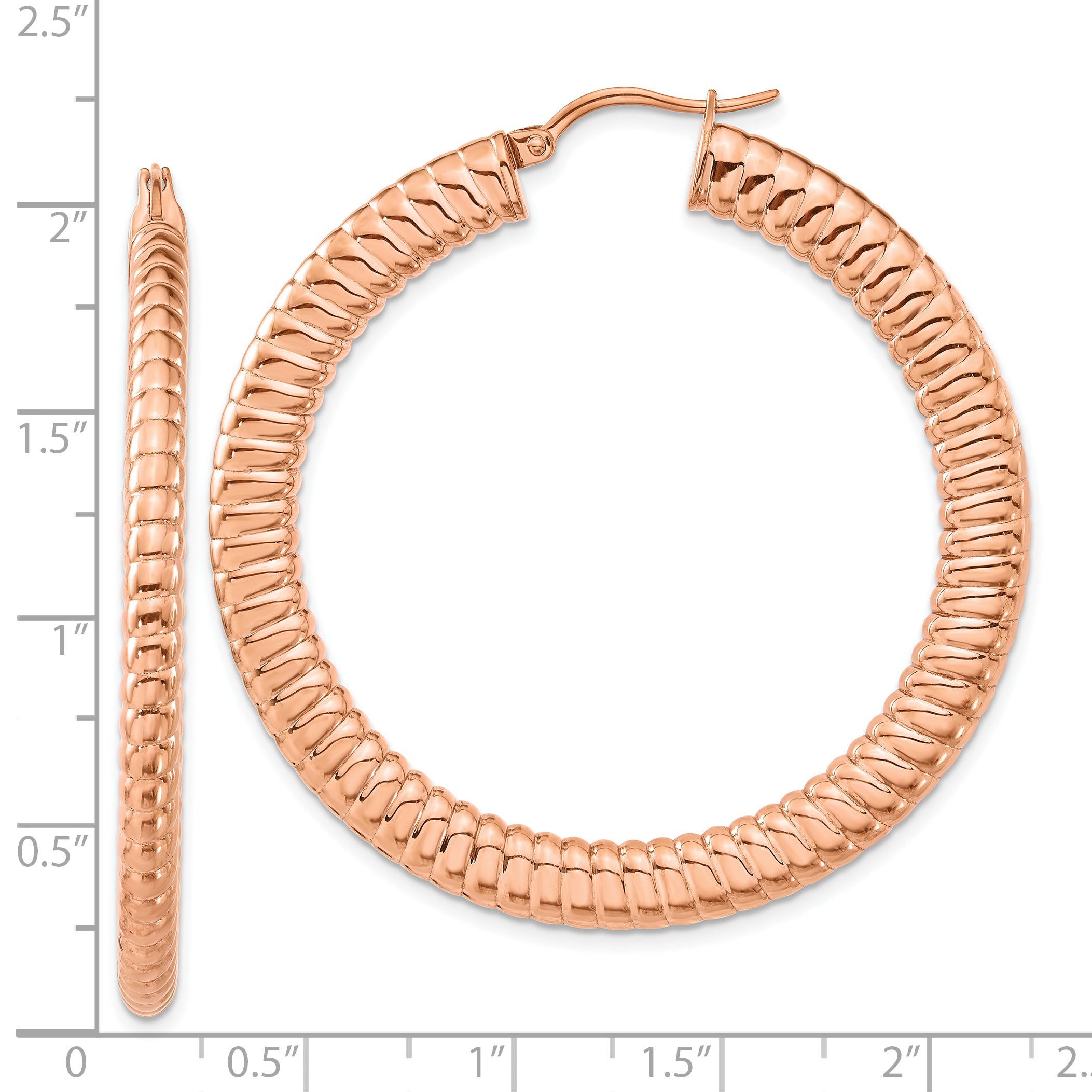 Sophia Jewelers Stainless Steel Rose IP-Plated Textured Hoop Earrings Gift Ready