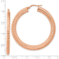 Sophia Jewelers Stainless Steel Rose IP-Plated Textured Hoop Earrings Gift Ready