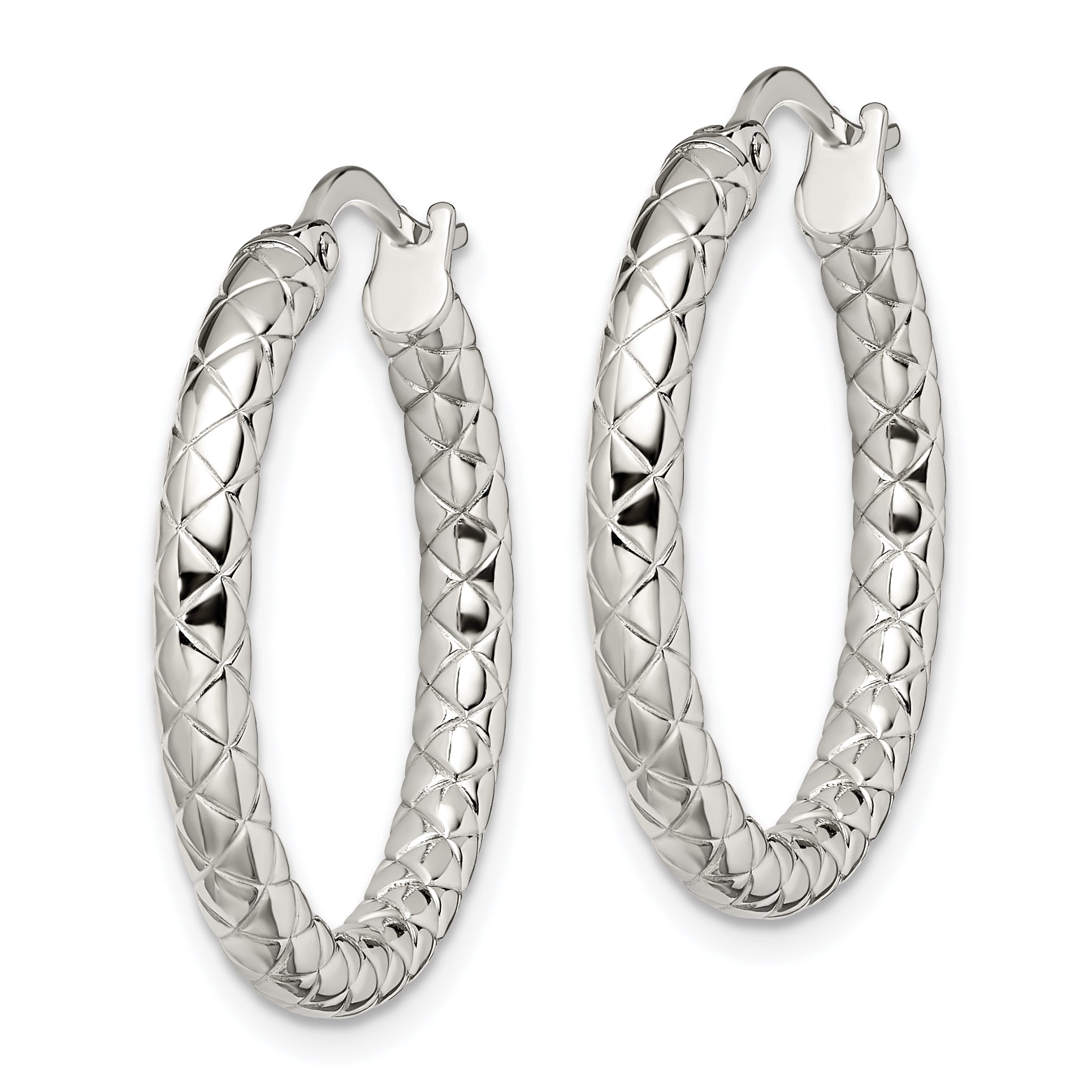 Sophia Jewelers Polished Stainless Steel Crisscross Hoop Earrings Gift Ready