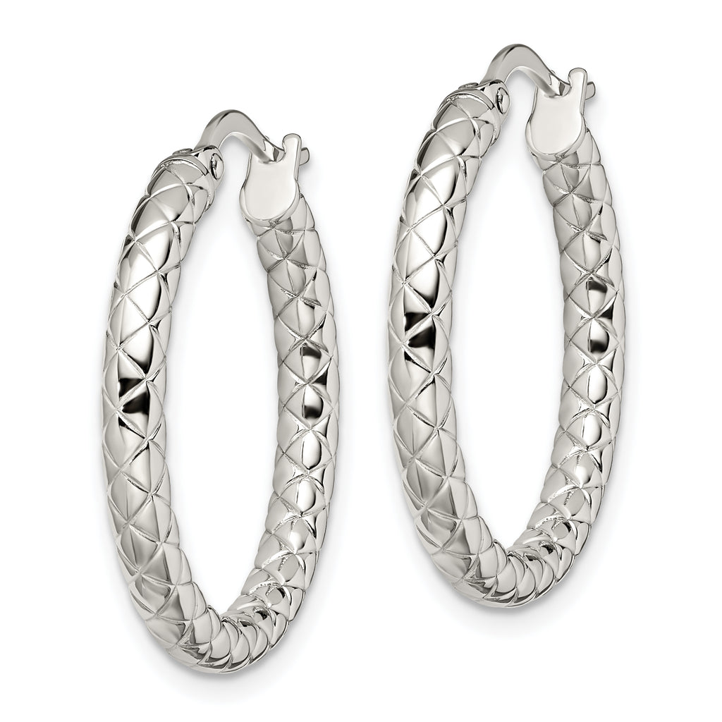 Sophia Jewelers Polished Stainless Steel Crisscross Hoop Earrings Gift Ready