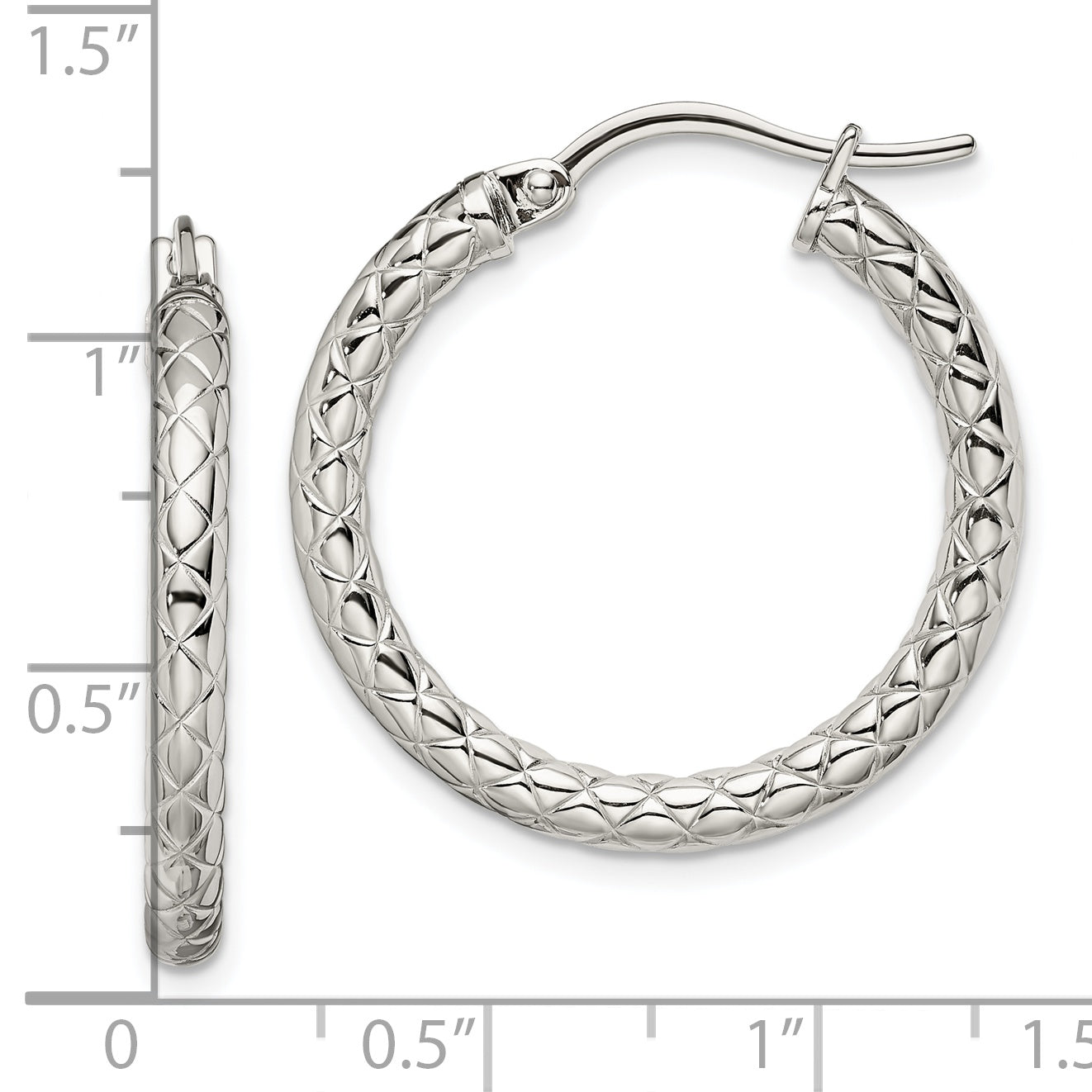 Sophia Jewelers Polished Stainless Steel Crisscross Hoop Earrings Gift Ready