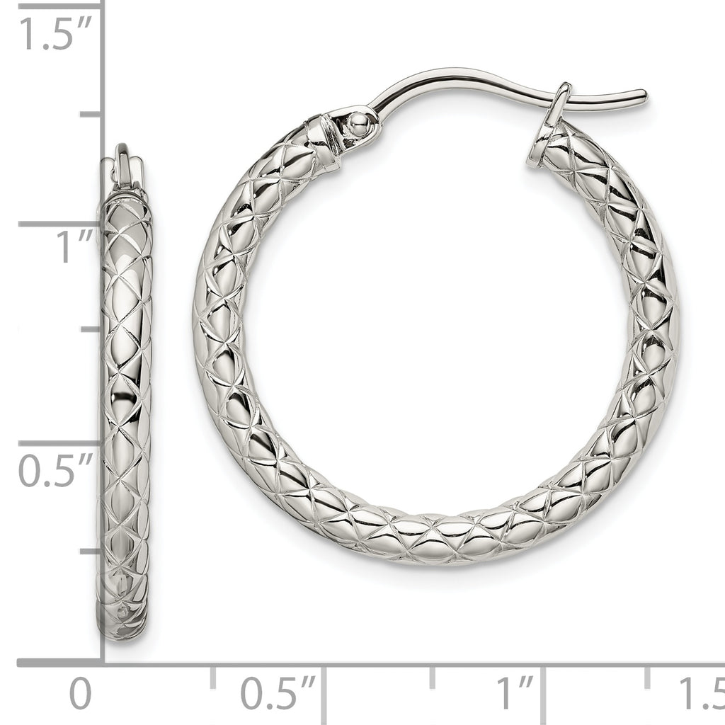 Sophia Jewelers Polished Stainless Steel Crisscross Hoop Earrings Gift Ready