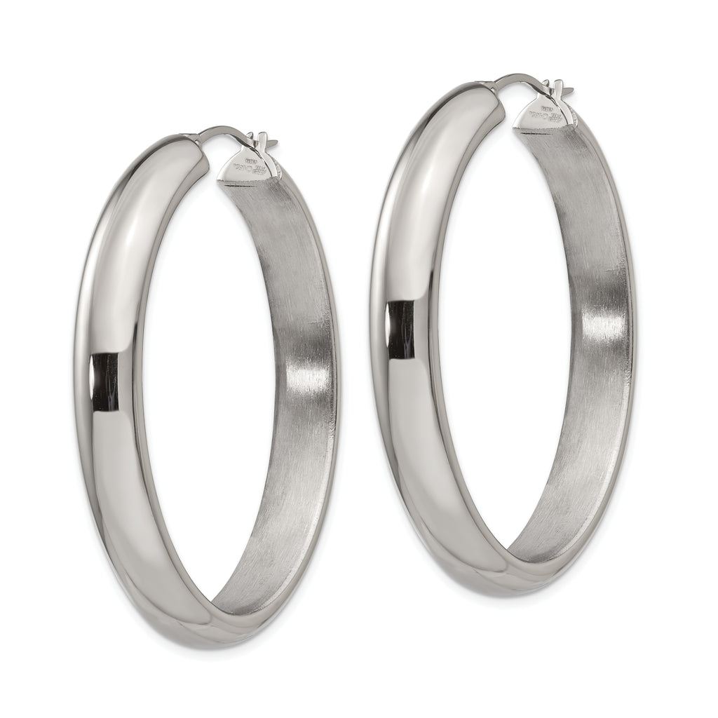 Polished Oval Hoop Earrings in Stainless Steel