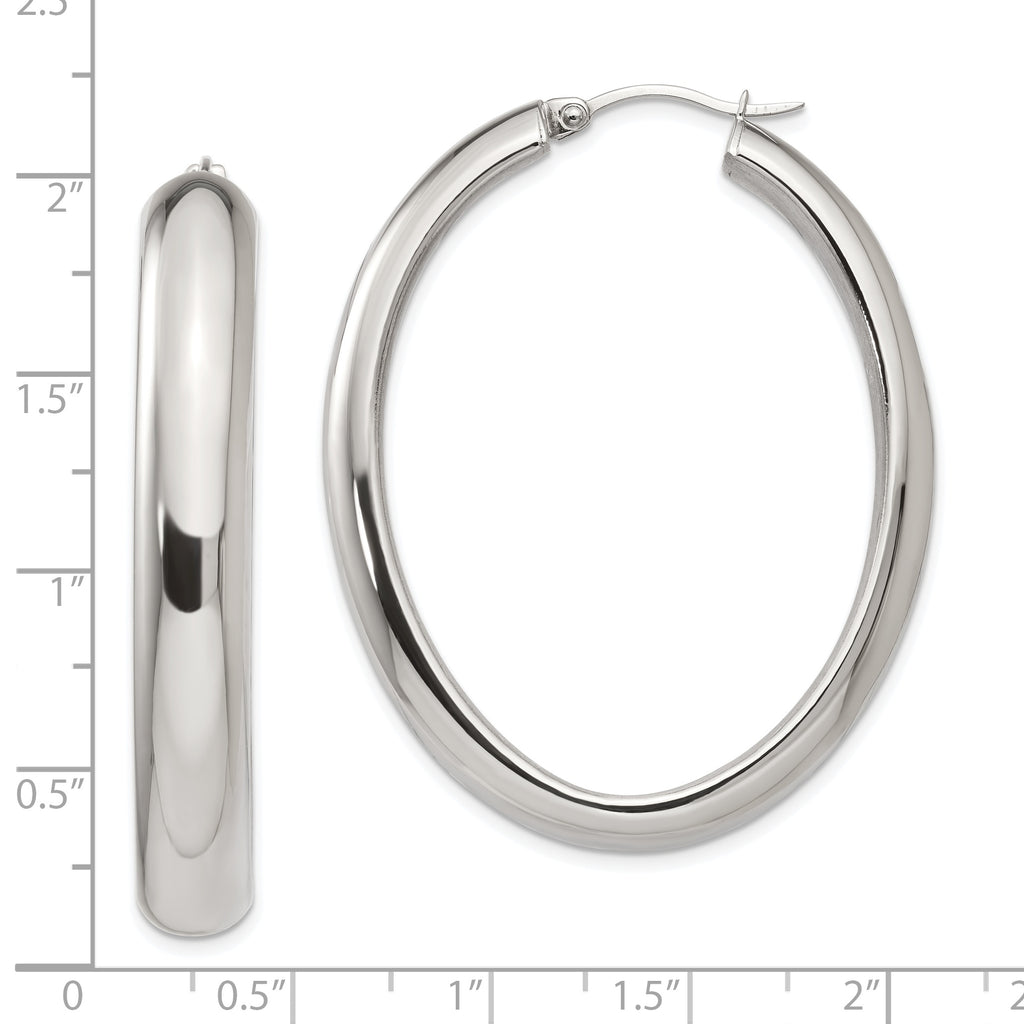Polished Oval Hoop Earrings in Stainless Steel