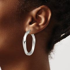 Chisel Stainless Steel Polished Hollow Twisted Hoop Earrings