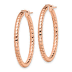 Sophia Jewelers Stainless Steel Rose-Tone Textured Hoop Earrings with Gift Pouch