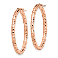Sophia Jewelers Stainless Steel Rose-Tone Textured Hoop Earrings with Gift Pouch