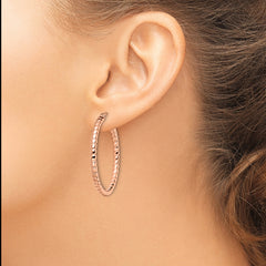Sophia Jewelers Stainless Steel Rose-Tone Textured Hoop Earrings with Gift Pouch