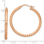Sophia Jewelers Stainless Steel Rose-Tone Textured Hoop Earrings with Gift Pouch