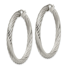Sophia Jewelers Stainless Steel Hoop Earrings with Twisted Texture