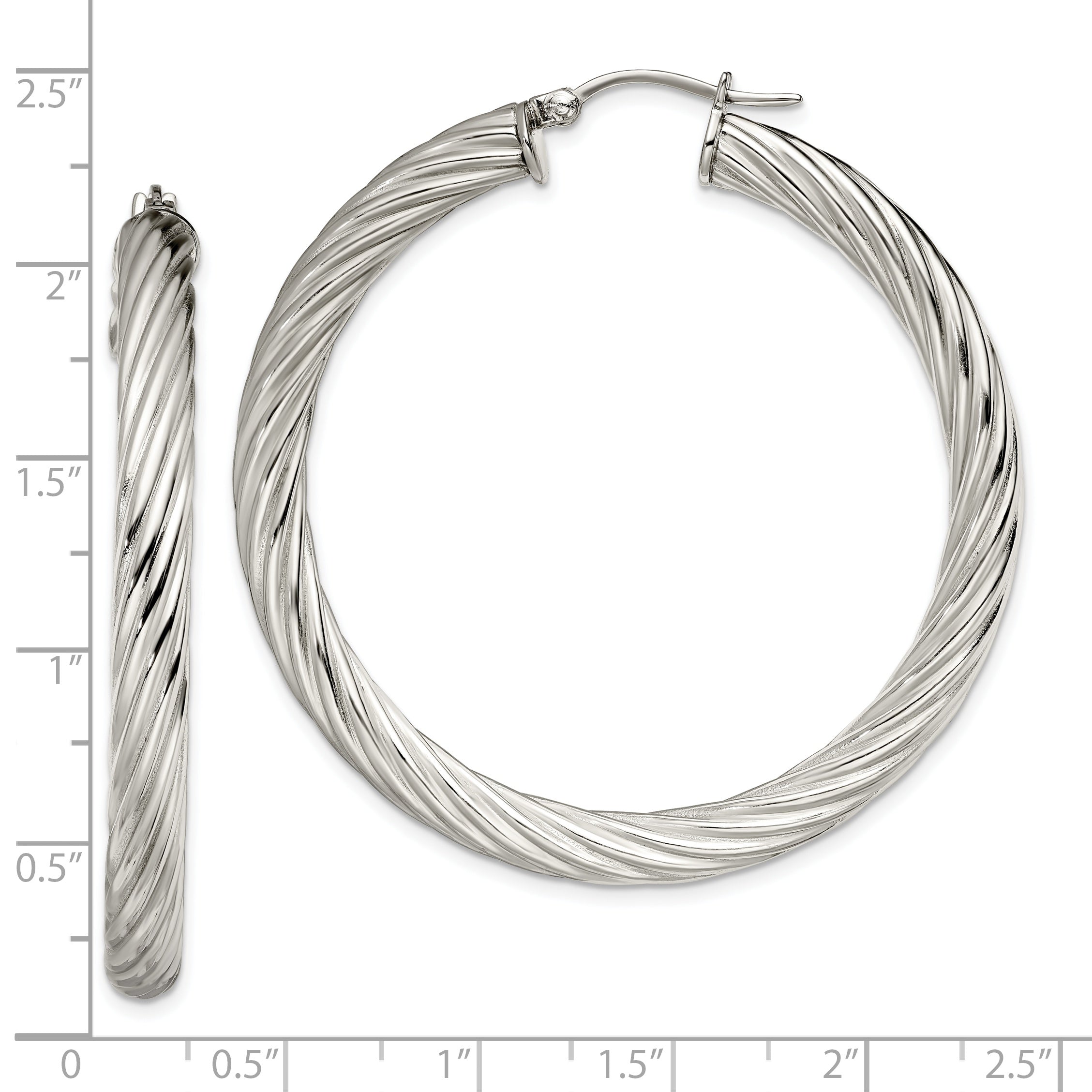 Sophia Jewelers Stainless Steel Hoop Earrings with Twisted Texture