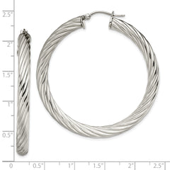 Sophia Jewelers Stainless Steel Hoop Earrings with Twisted Texture