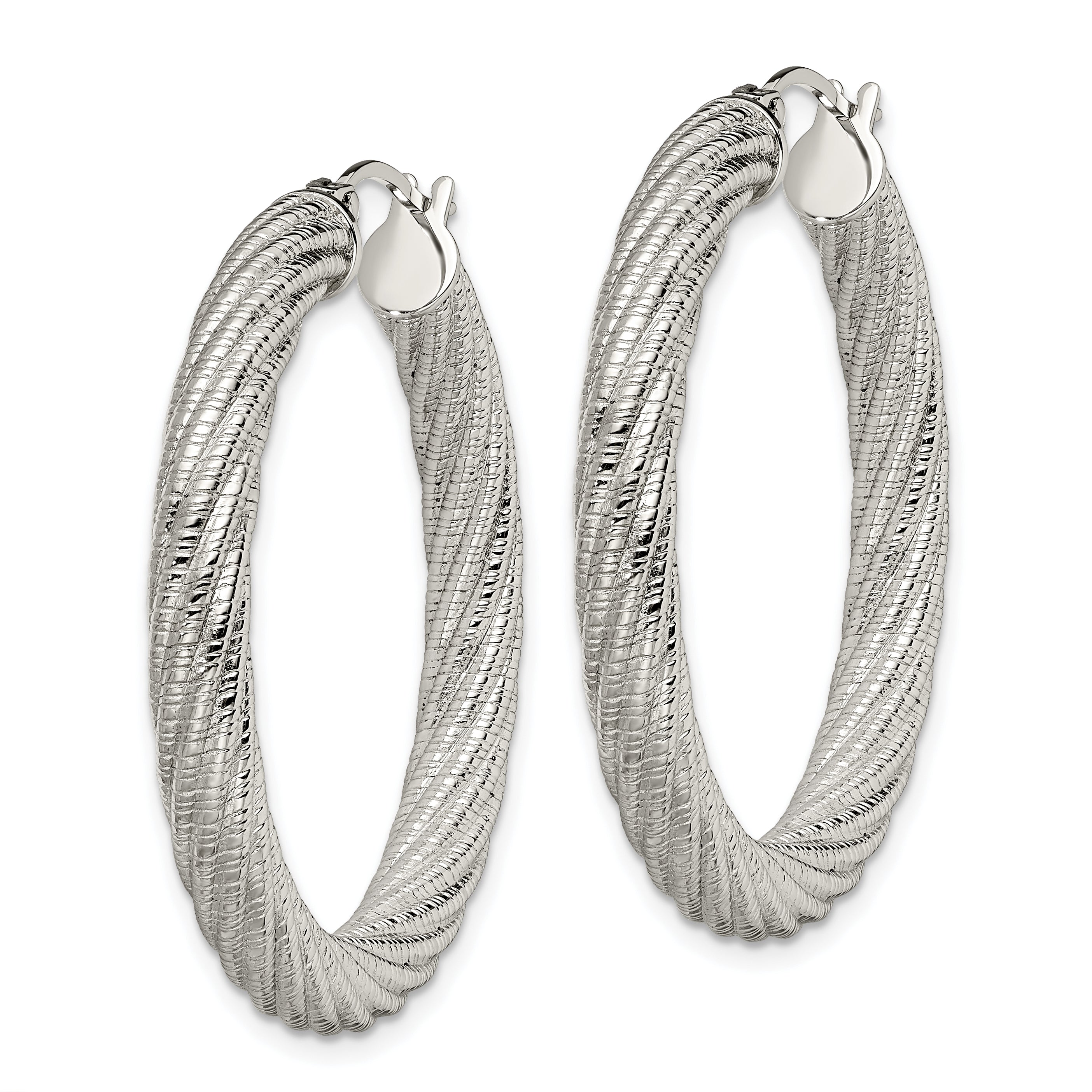 Sophia Jewelers Stainless Steel Twisted Hollow Hoop Earrings Gift Ready