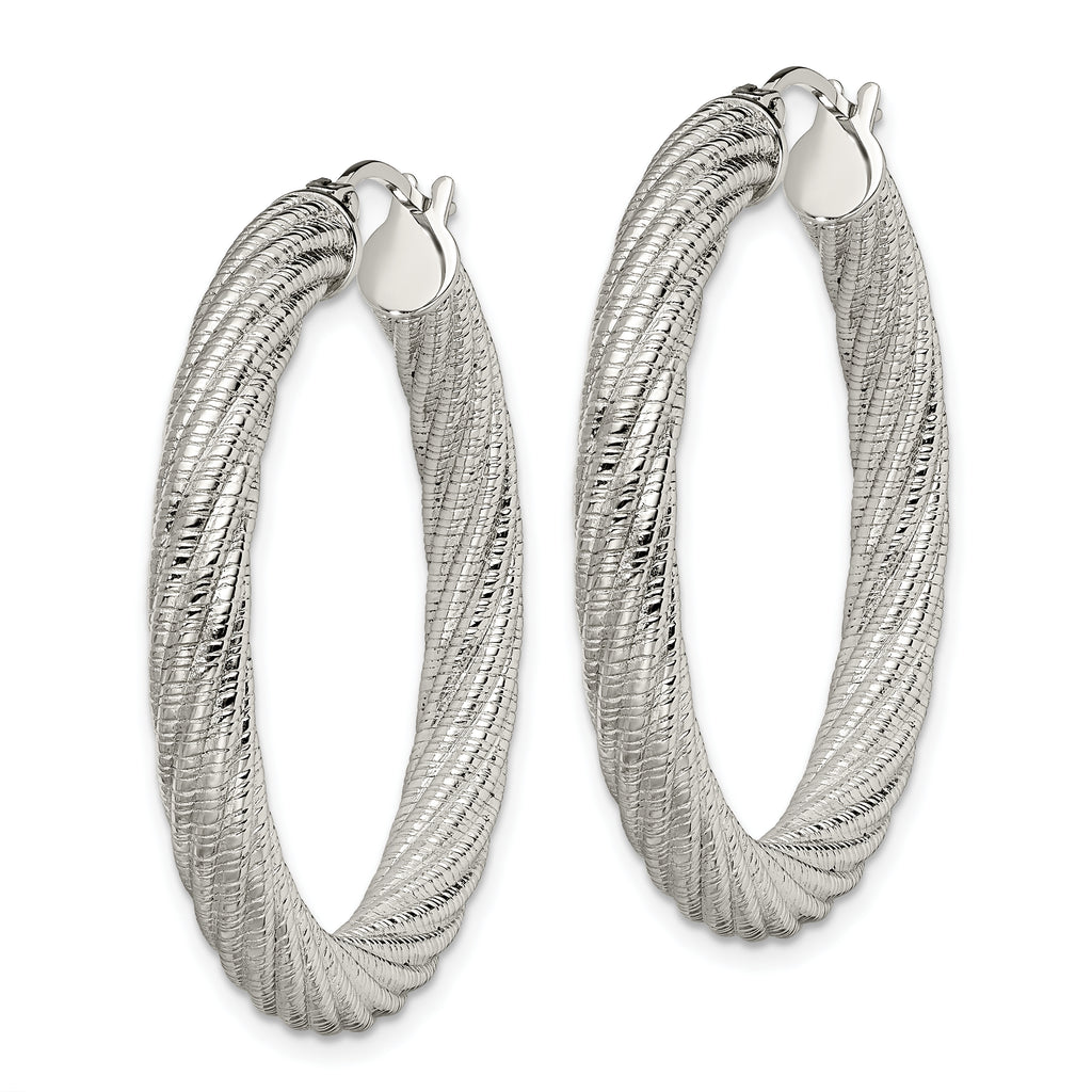 Sophia Jewelers Stainless Steel Twisted Hollow Hoop Earrings Gift Ready