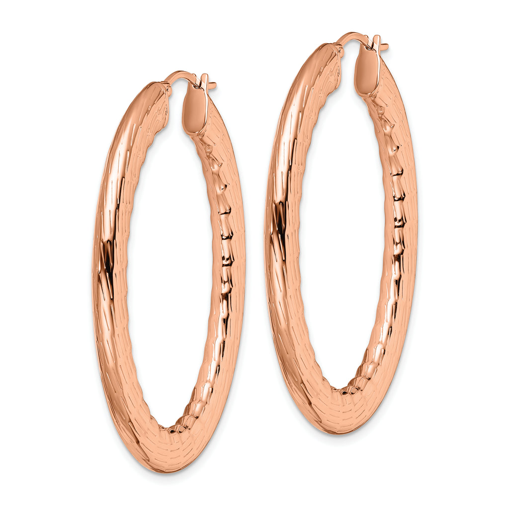 Sophia Jewelers Stainless Steel Rose Hoop Earrings with Textured Finish
