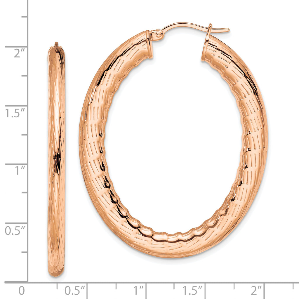 Sophia Jewelers Stainless Steel Rose Hoop Earrings with Textured Finish