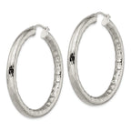 Sophia Jewelers Women's Polished Stainless Steel Textured Hollow Hoop Earrings
