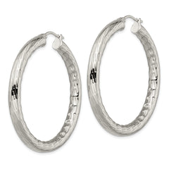 Sophia Jewelers Women's Polished Stainless Steel Textured Hollow Hoop Earrings