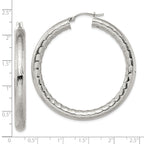 Sophia Jewelers Women's Polished Stainless Steel Textured Hollow Hoop Earrings