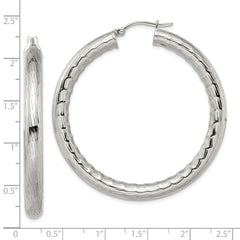 Sophia Jewelers Women's Polished Stainless Steel Textured Hollow Hoop Earrings