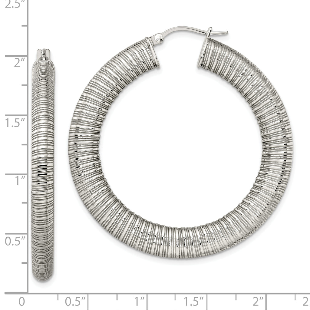Polished & Textured Hoop Earrings in Stainless Steel