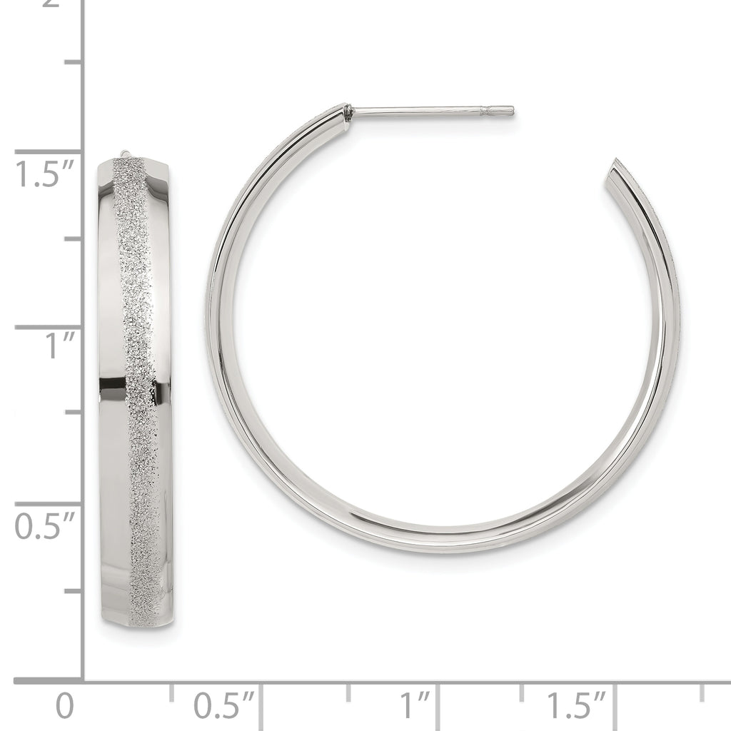 Sophia Jewelers Stainless Steel Polished Laser Cut Glitter Hoop Earrings