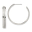 Stainless Steel Polished Laser Cut Glitter Post Round Hoop Earrings