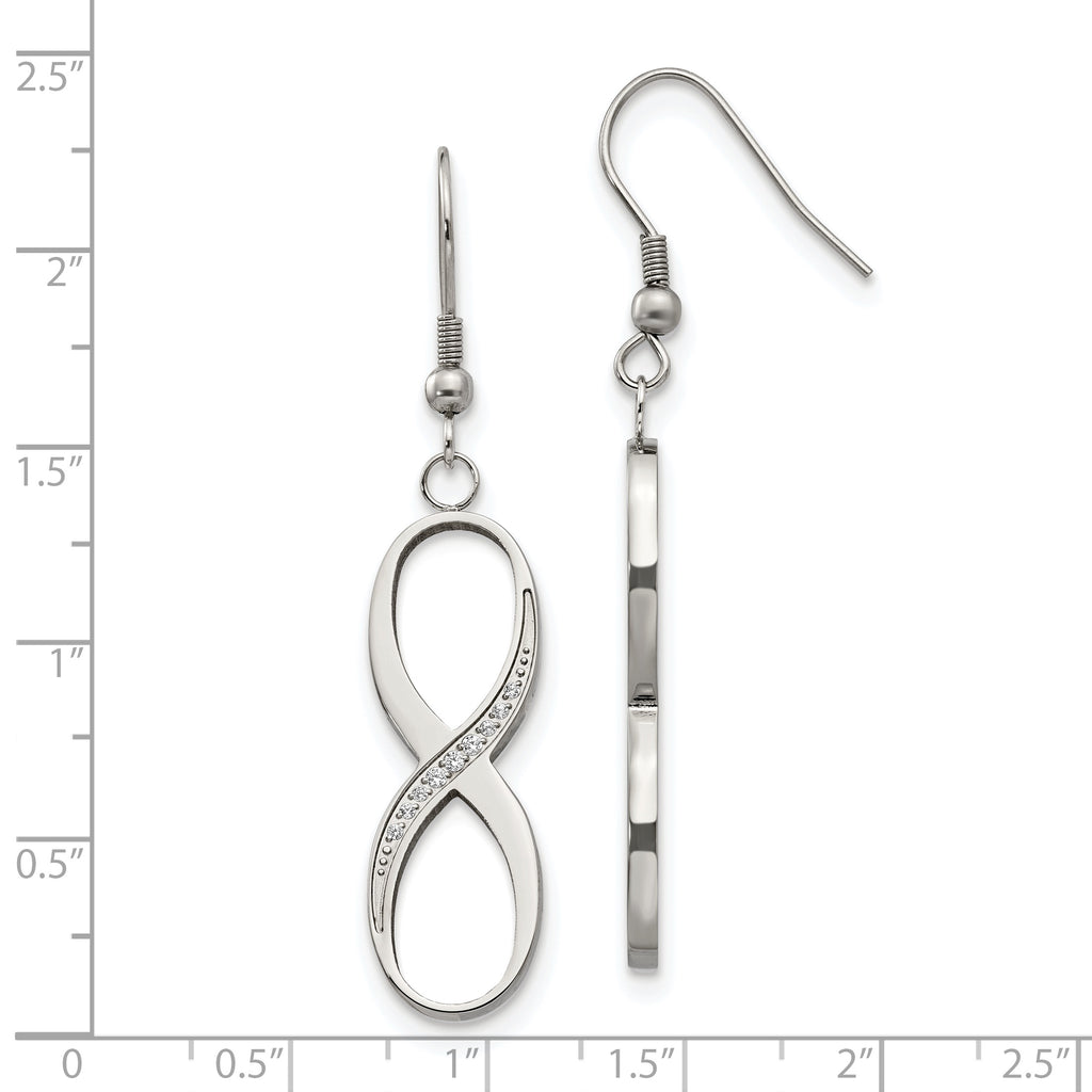 Sophia Jewelers Stainless Steel CZ Dangle Earrings with Polished Finish