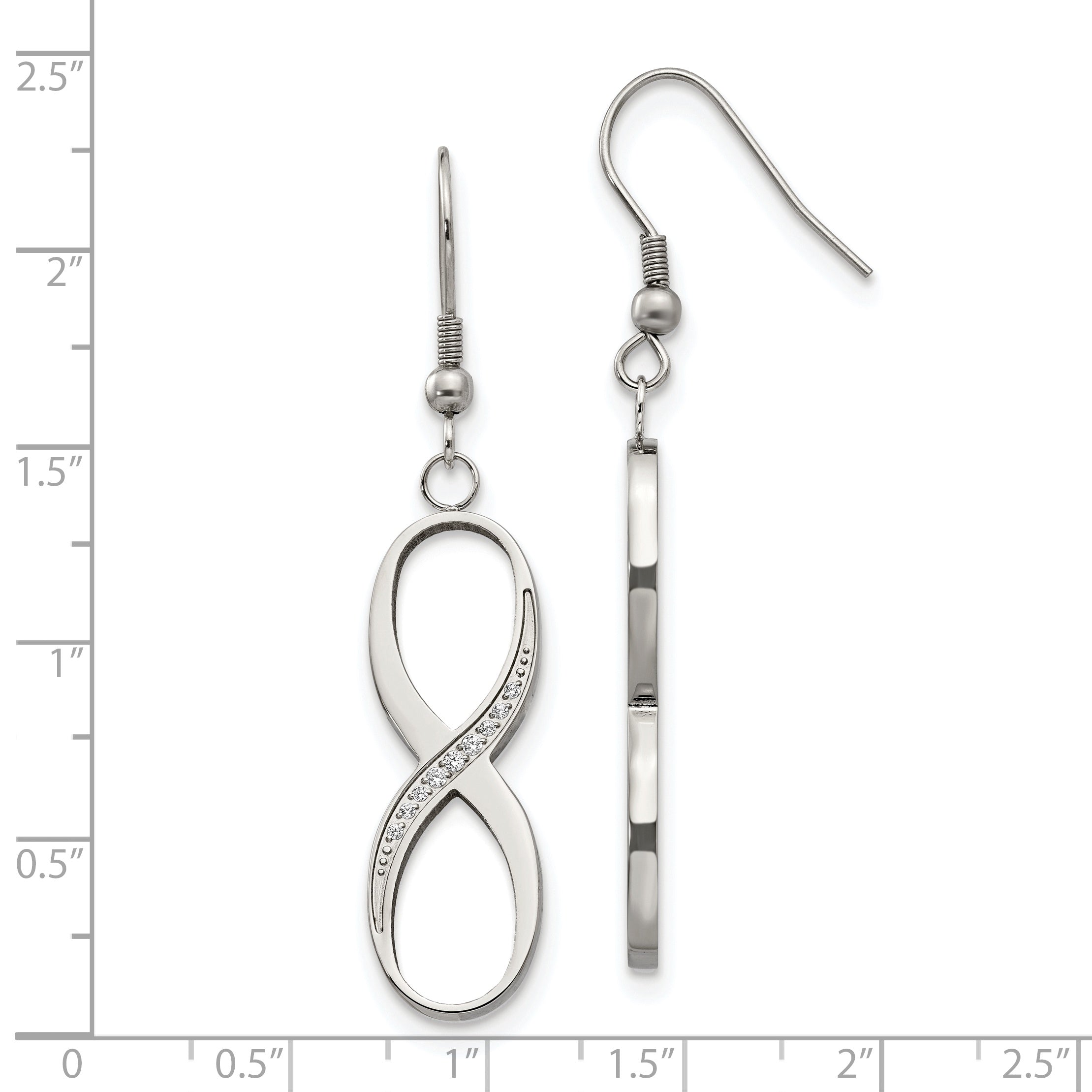 Sophia Jewelers Stainless Steel CZ Dangle Earrings with Polished Finish