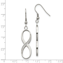 Sophia Jewelers Stainless Steel CZ Dangle Earrings with Polished Finish