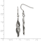 Sophia Jewelers Stainless Steel CZ Dangle Earrings with Black & Clear Stones