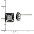 Sophia Jewelers Unisex Stainless Steel CZ Stud Earrings with Polished Antiqued Finish