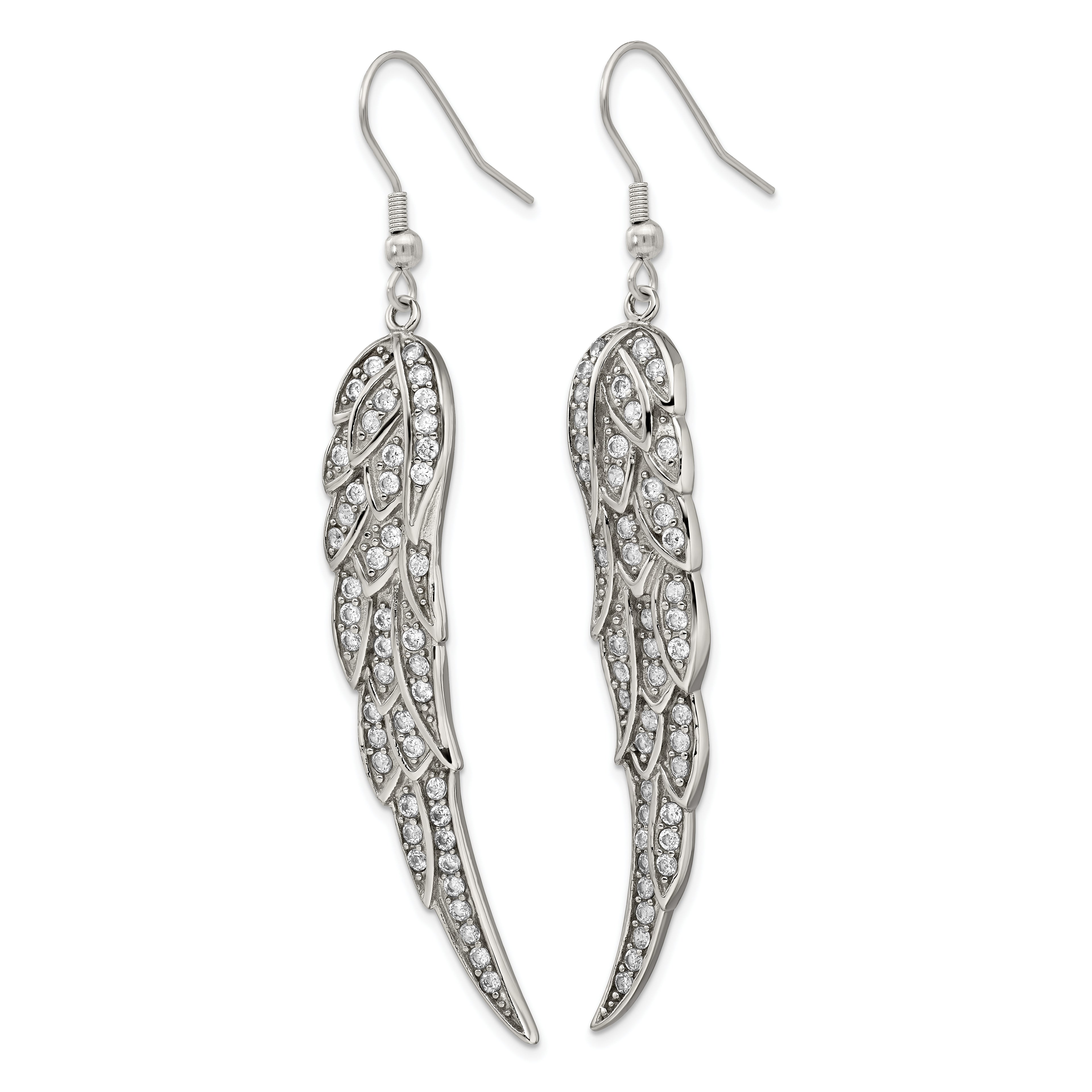 Sophia Jewelers Stainless Steel Polished Dangle Earrings with CZ Elegance