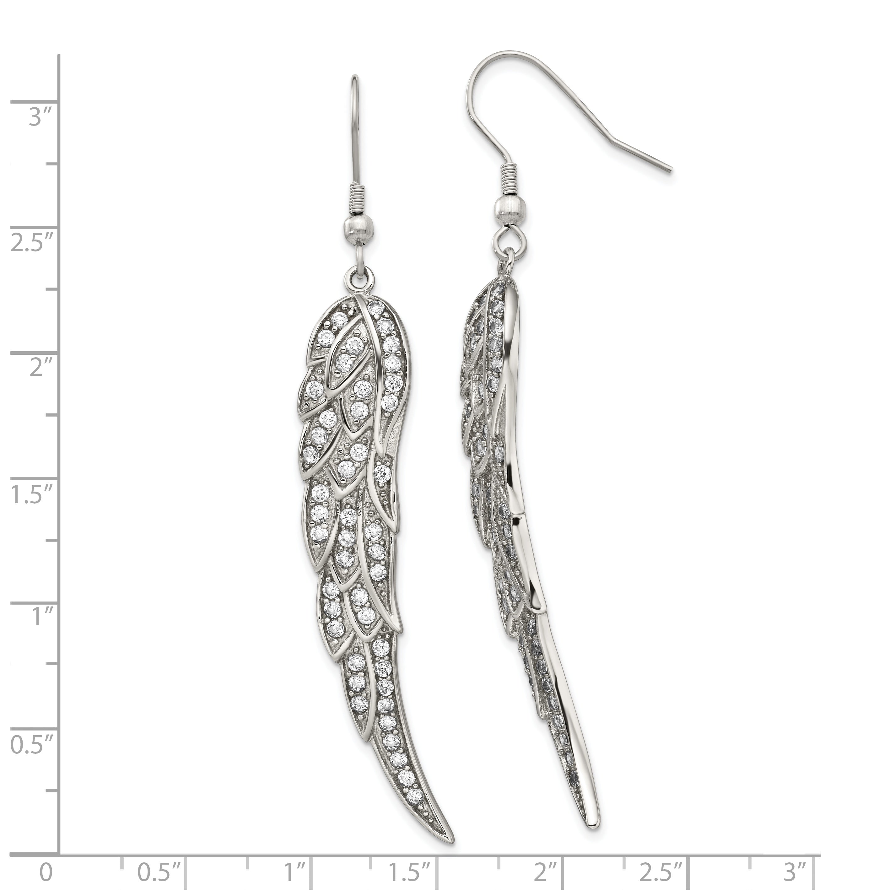 Sophia Jewelers Stainless Steel Polished Dangle Earrings with CZ Elegance